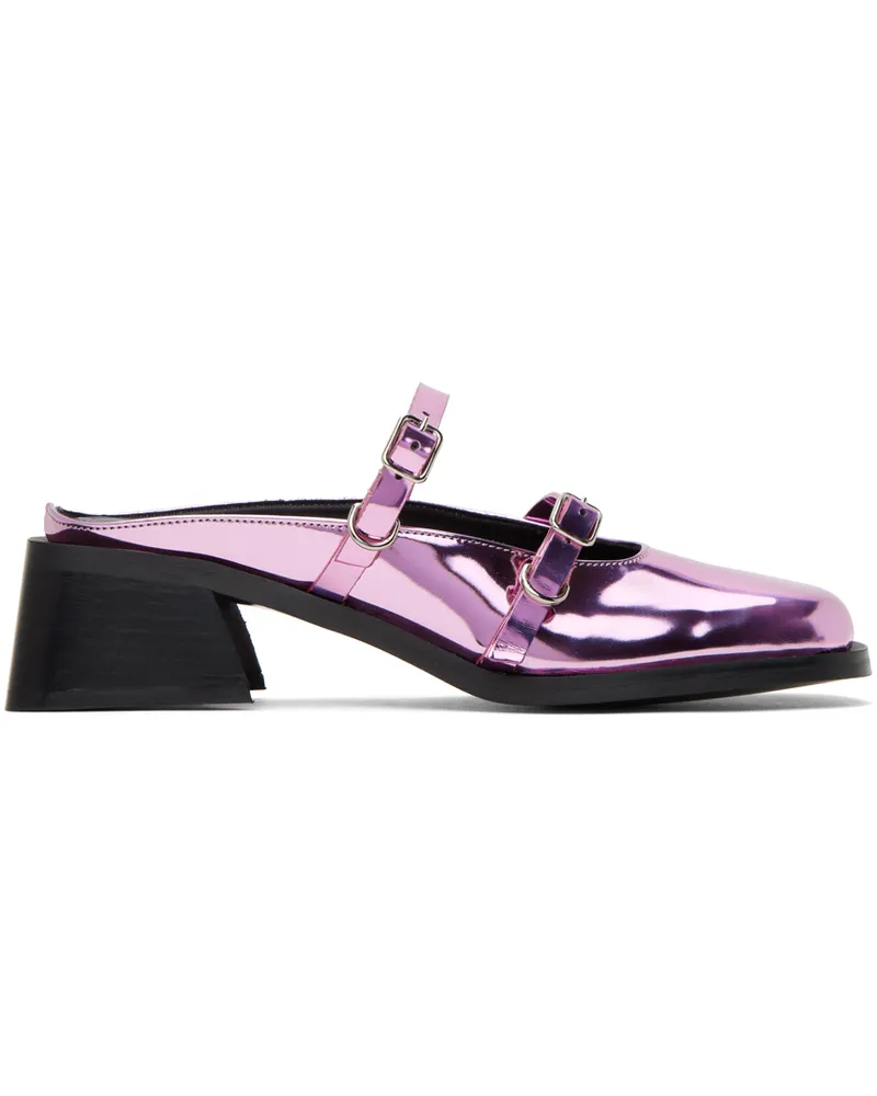 Justine Clenquet Pink Andie Metallic Mules Pink