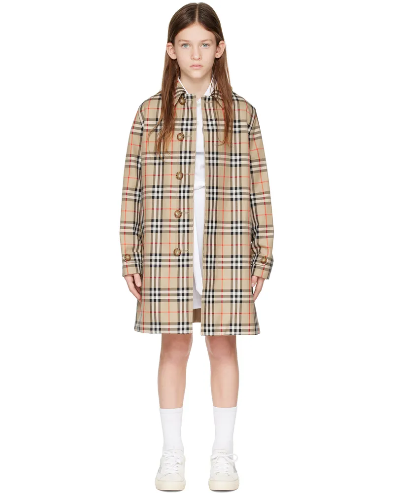 Burberry Kids Beige Check Reversible Trench Coat Archive