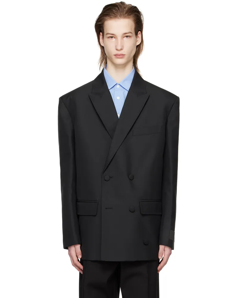 Valentino Garavani Black Double-Breasted Blazer 0no