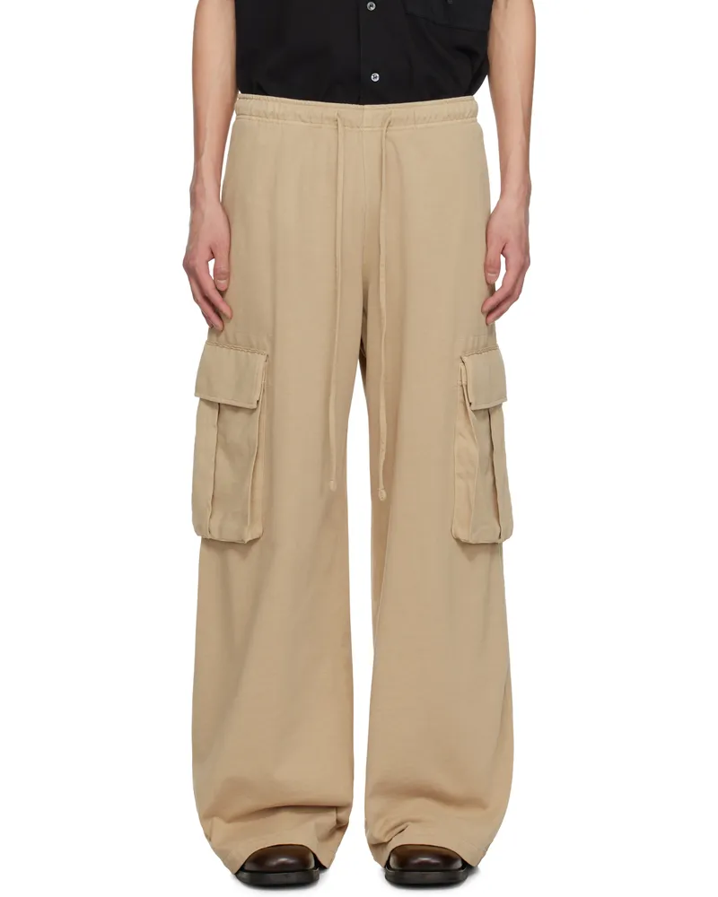 Palm Angels Tan French Terry Cargo Pants Camel