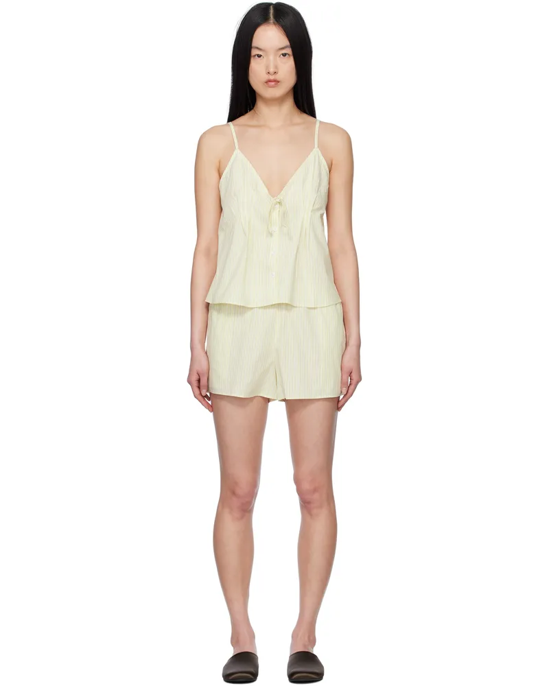 Deiji Studios Yellow Placket Pyjama Set Butter