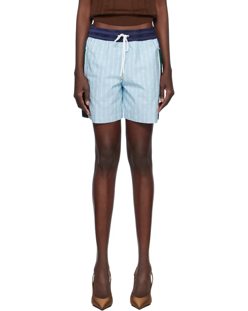 Casablanca Paris Blue Pinstripe Laurel Track Shorts Pin