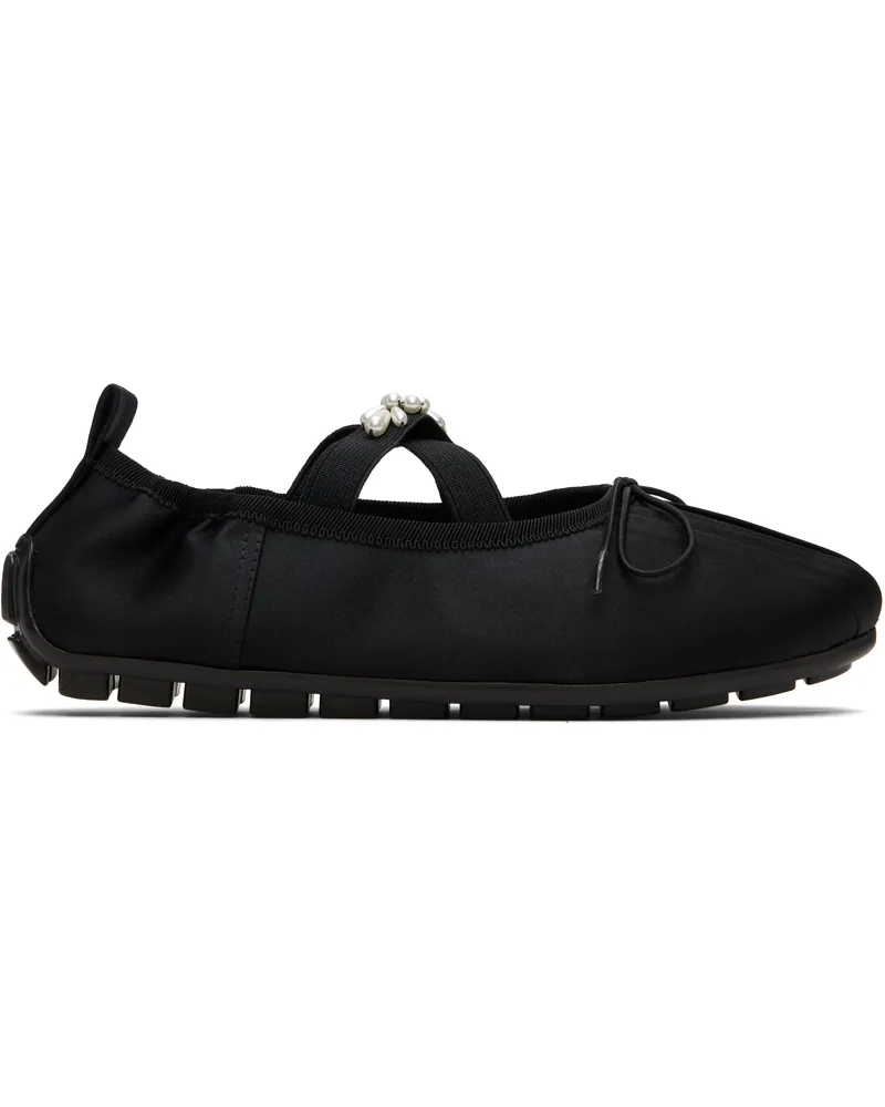 Simone Rocha Black Embellished Grip Ballerina Flats Black