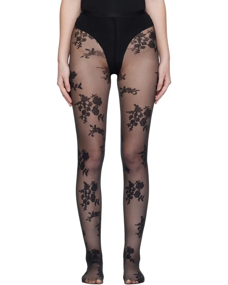 Valentino Garavani Black 'Chez Valentino' Tights 0no