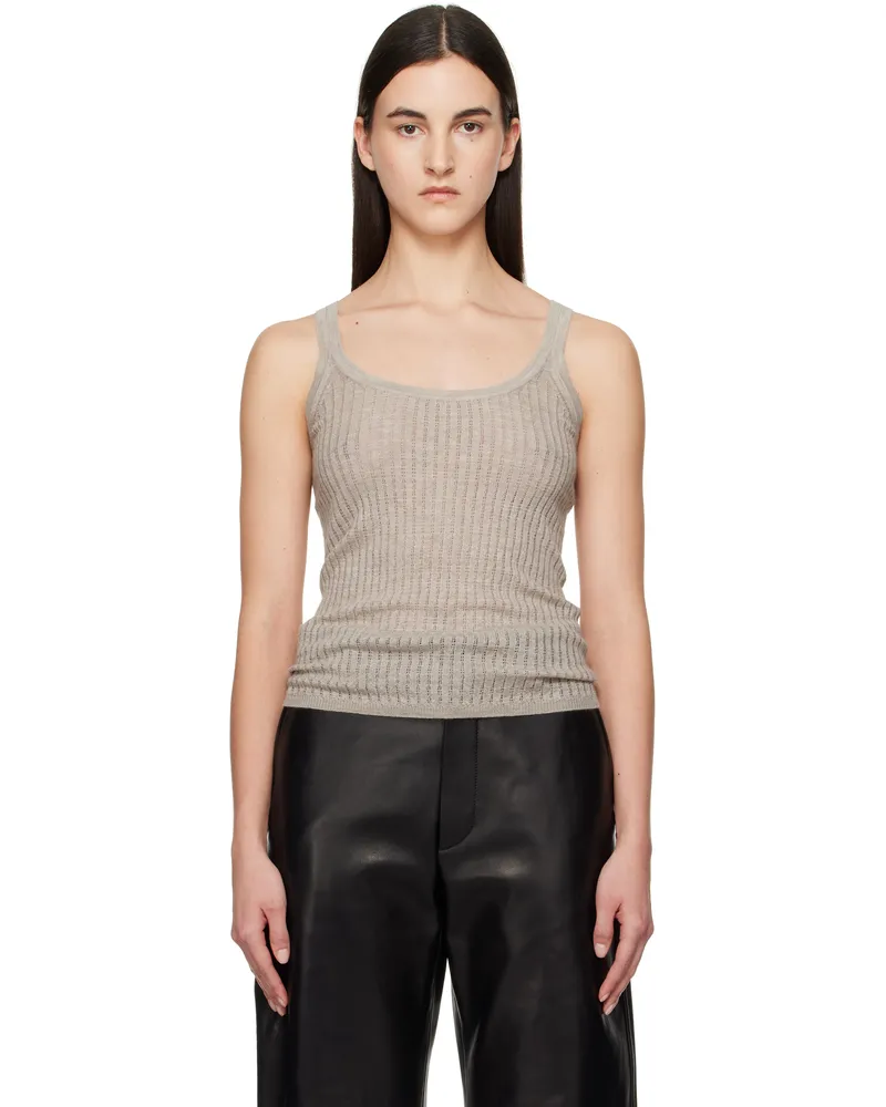 Gabriela Hearst Beige Nevin Pointelle Tank Top Oal