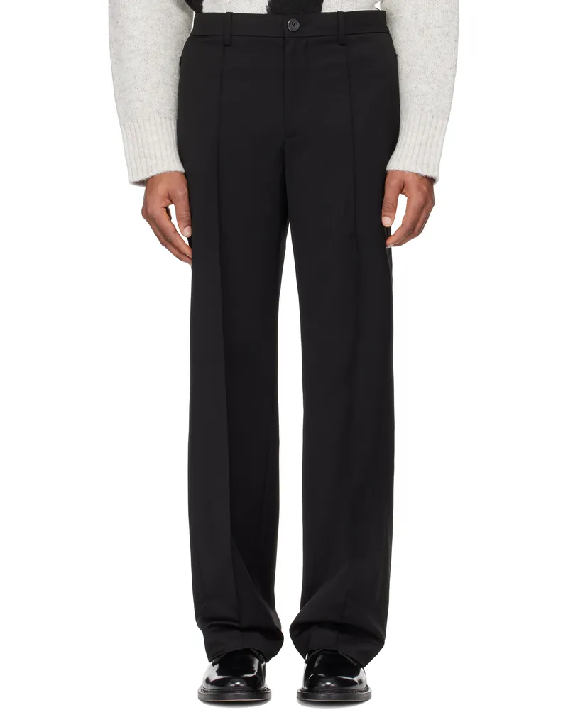 Helmut Lang Black Relaxed Wool Trousers Black