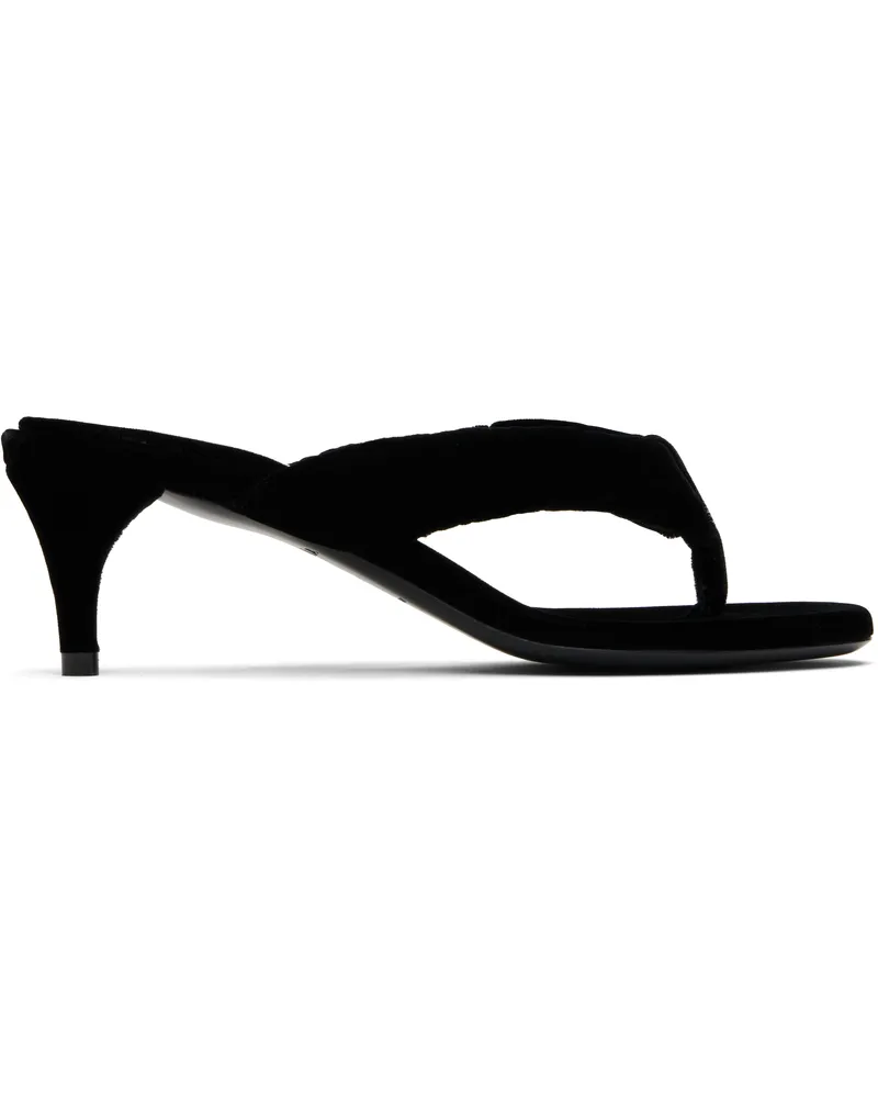 Alaïa Black Velvet Tong Mules 999