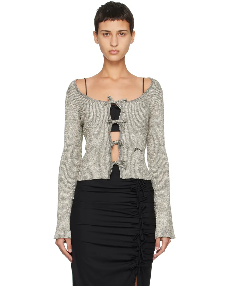 Ganni Silver Sparkle Rib Blouse 018