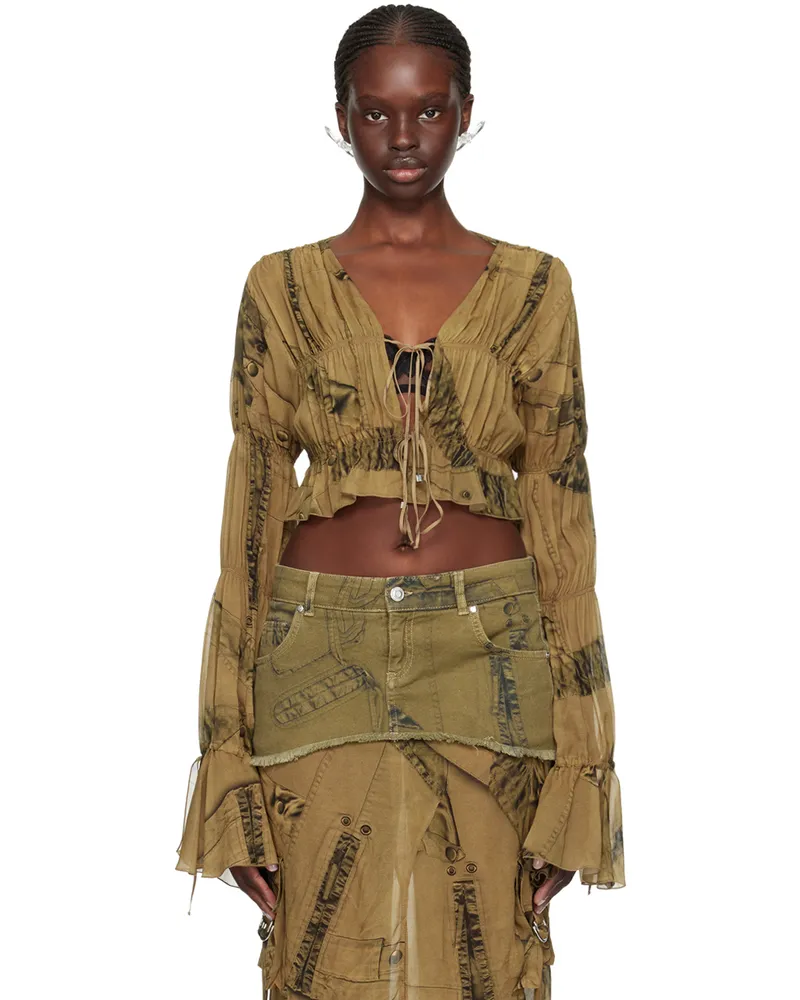 Blumarine Green Print Blouse T5769