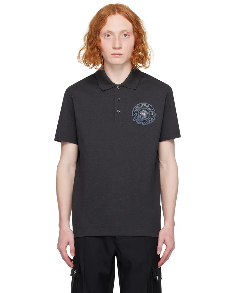 Versace Gray Nautical Medusa Polo 1e880-anthracite