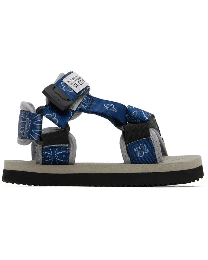 SUICOKE Kids Gray & Navy DEPA-2 Sandals Navy