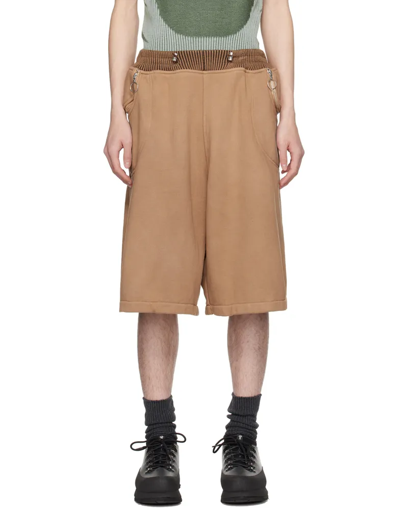 Charlie Constantinou Brown Wide Cut Shorts Brown