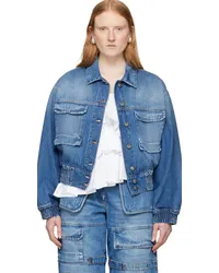 MSGM Indigo Oversized Denim Jacket Blue