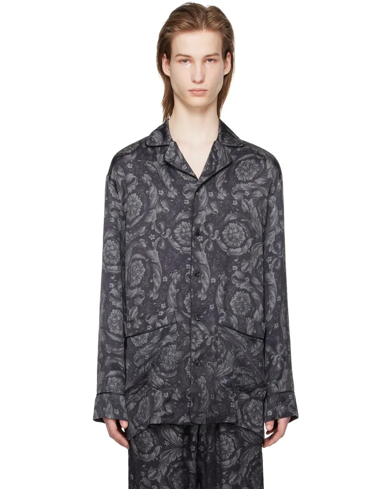 Versace Black Barocco Pyjama Shirt 5b050-black+grey