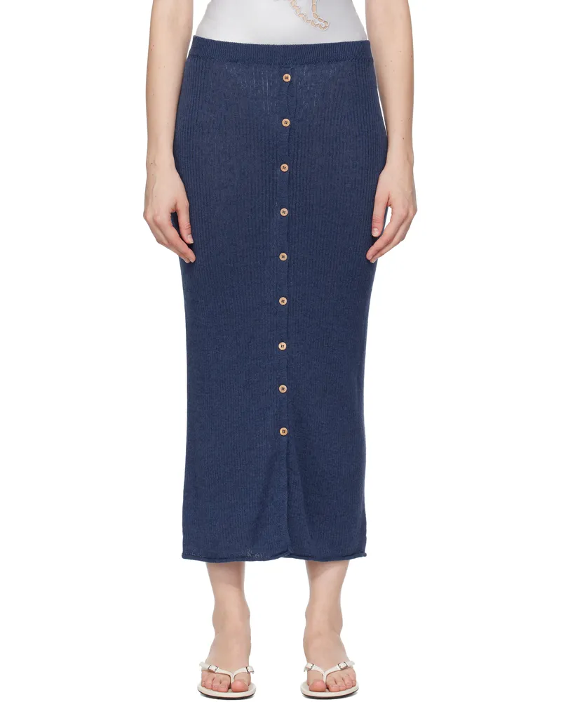 Baserange Blue Drip Midi Skirt Mez