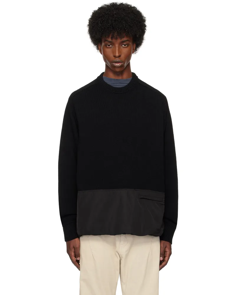 Undercover Black Paneled Knit Sweater Black