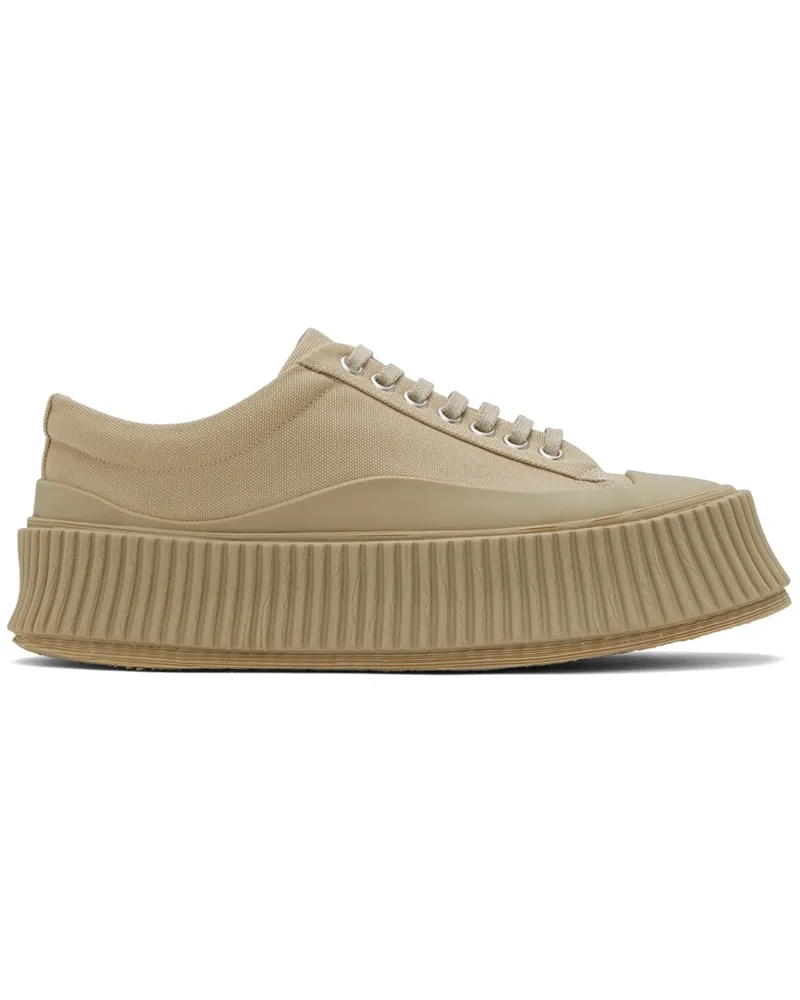 Jil Sander Beige Canvas Platform Sneakers 217