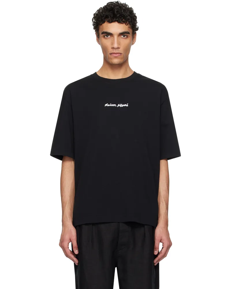 Kitsuné Black 'Maison Kitsuné' Line Handwriting Oversize T-shirt P199
