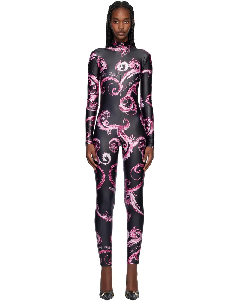 Versace Jeans Black & Purple Chromo Couture Catsuit Eqy2