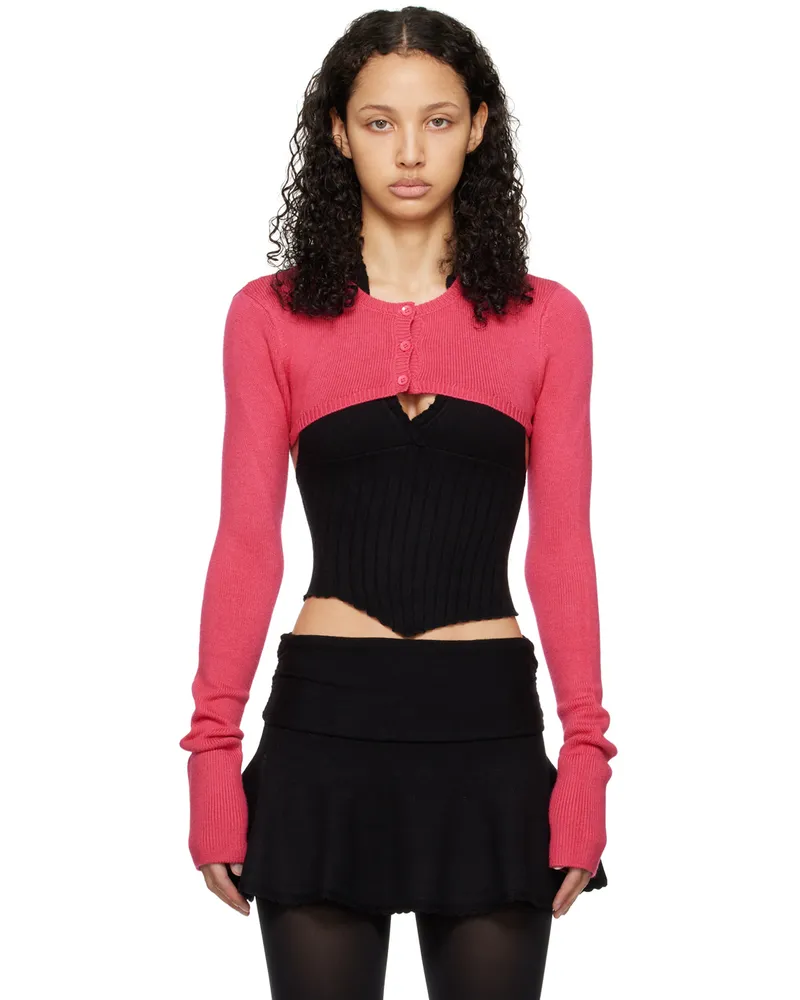 GUIZIO Pink Micro Cardigan Fatale