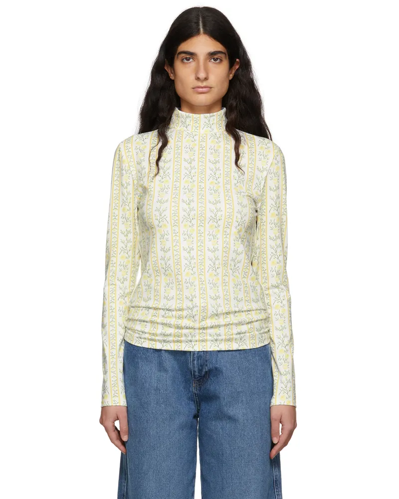 Tanner Fletcher White Floral Stripe Lonnie Shirt Floral