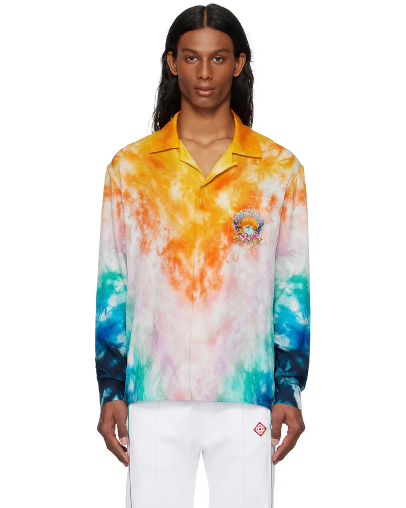 Casablanca Paris Multicolor Surf Trip Long Sleeve Silk Shirt Surf