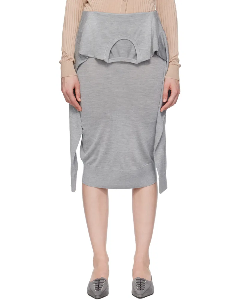 Acne Studios Gray Layered Silk Midi Skirt Aab