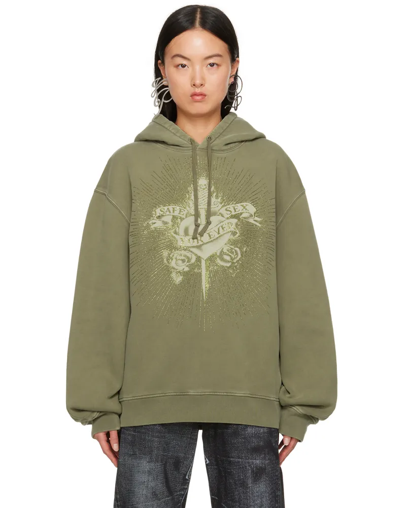 Jean Paul Gaultier Khaki 'Safe Sex' Hoodie Khaki