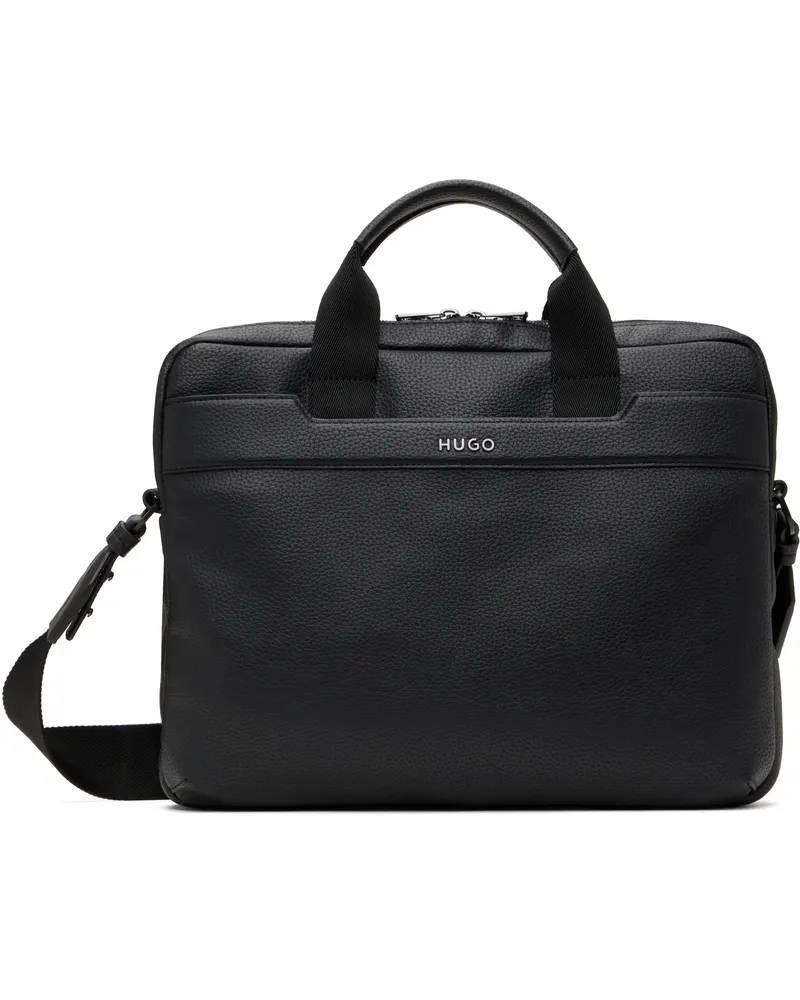 HUGO BOSS Black Grained Faux-Leather Document Briefcase 001-black