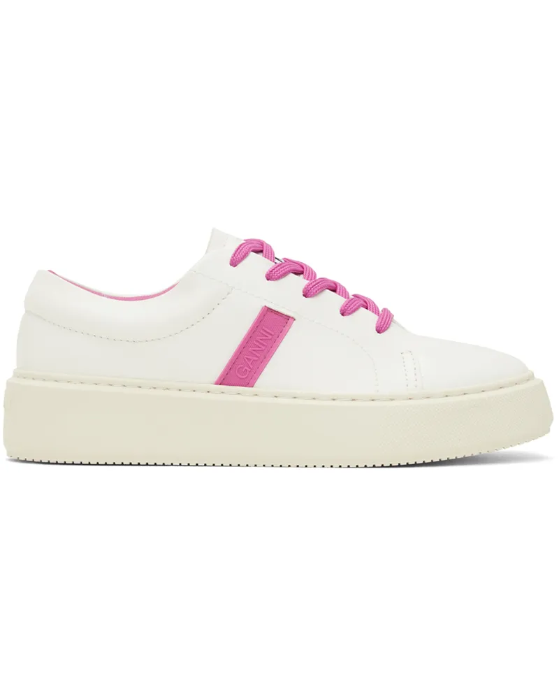 Ganni White & Pink Sporty Mix Cupsole Sneakers 483