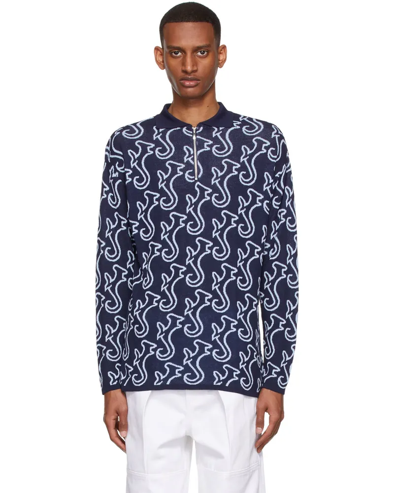 SERAPIS Navy Hippocampus Polo Blue