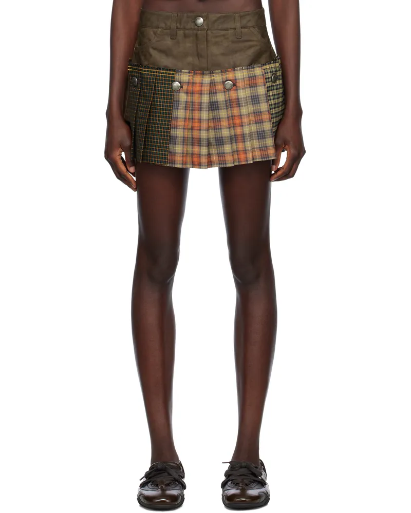 Andersson Bell Brown Molly Micro Detachable Skort Faux-Leather Shorts Multi