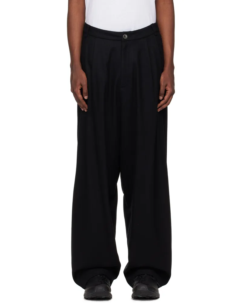Hyein Seo Black Wide Wool Trousers Black