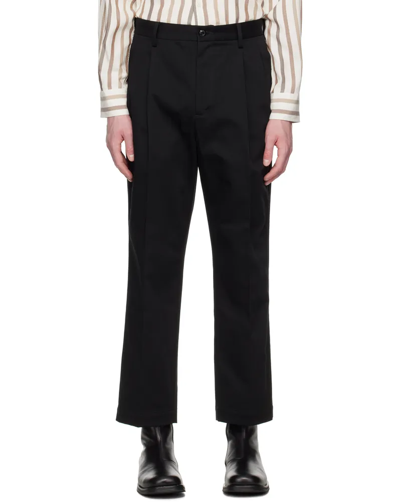 Wacko Maria Black Double Pleated Chino Trousers Black