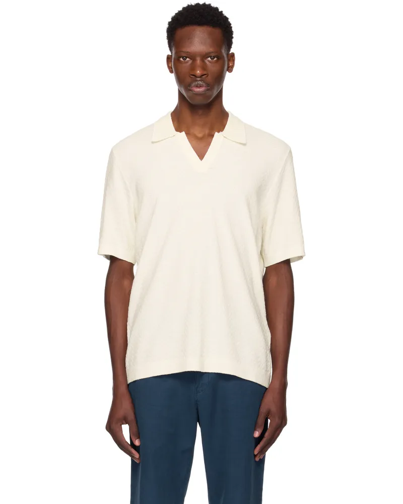 Rag & Bone Off-White Zuma Herringbone Knit Polo Chalk