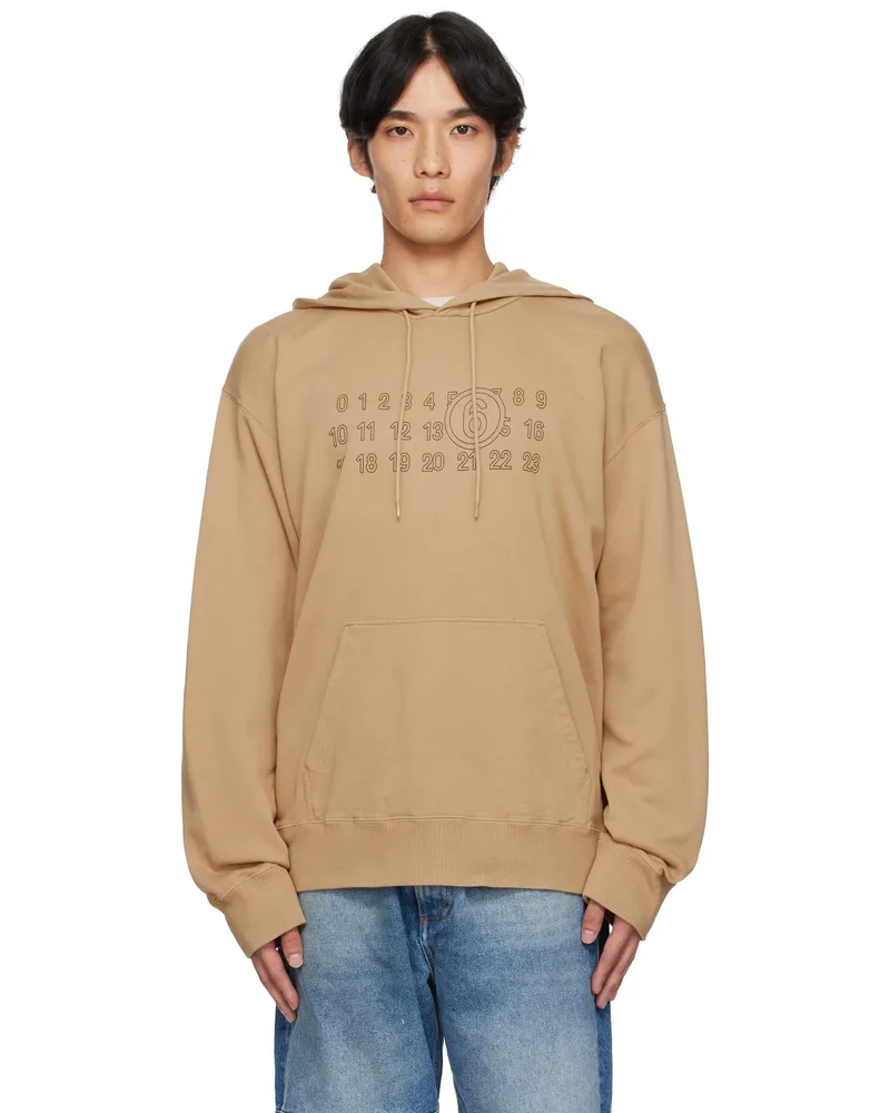Maison Margiela Tan Cotton Numeric Hoodie 156