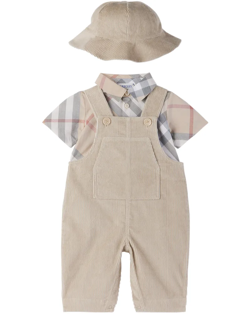 Burberry Baby Beige Overalls Set Pale