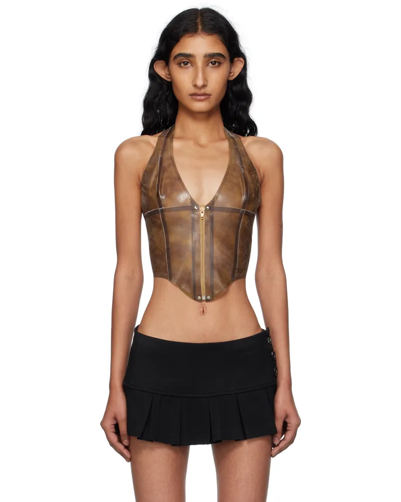 Miaou Brown Mara Latex Top Leopard