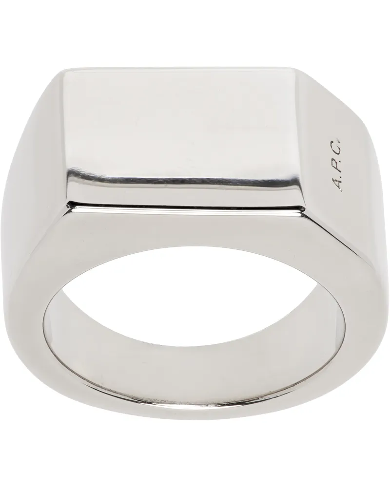 A.P.C. Silver Minimal Signet Ring Rab