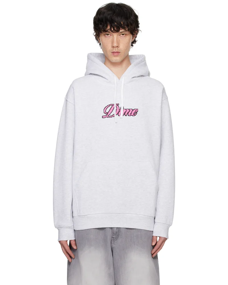 Dime Gray Pixel Cursive Hoodie Ash