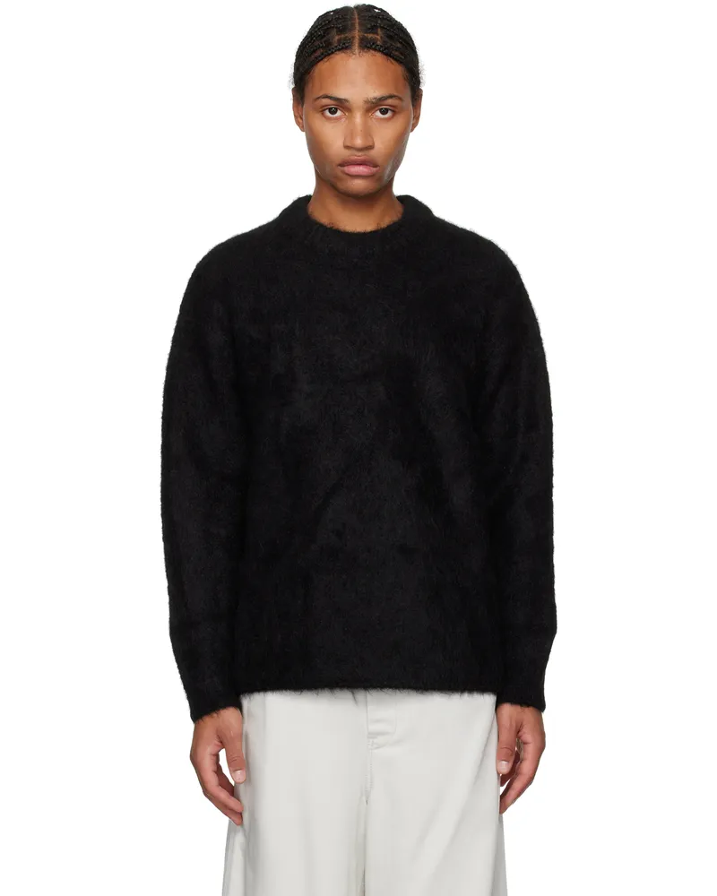 AMOMENTO Black Alpaca Round Neck Sweater Black