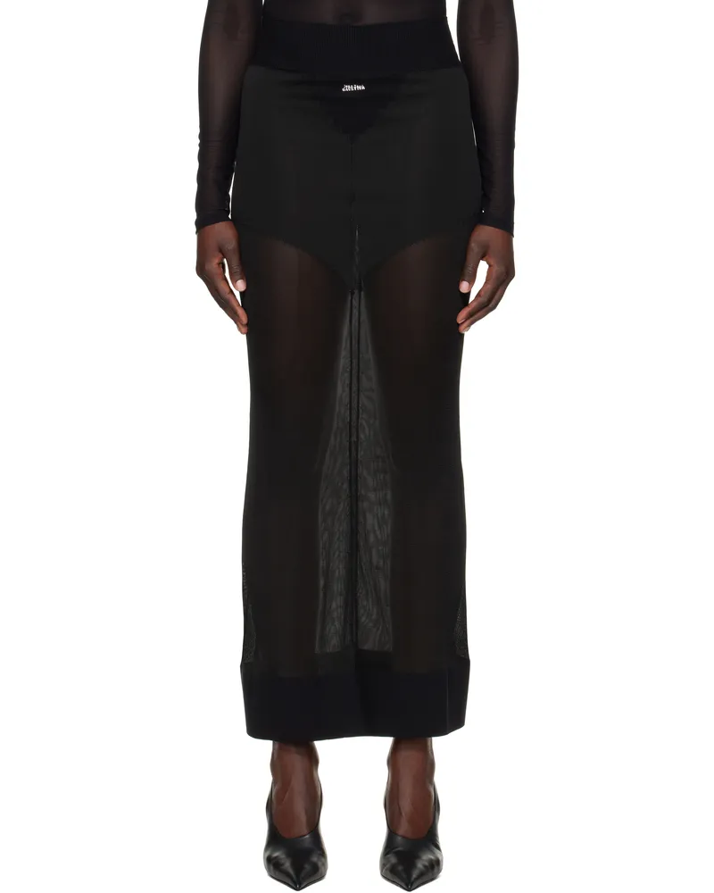 Jean Paul Gaultier Black 'The Logo Knit' Maxi Skirt 00