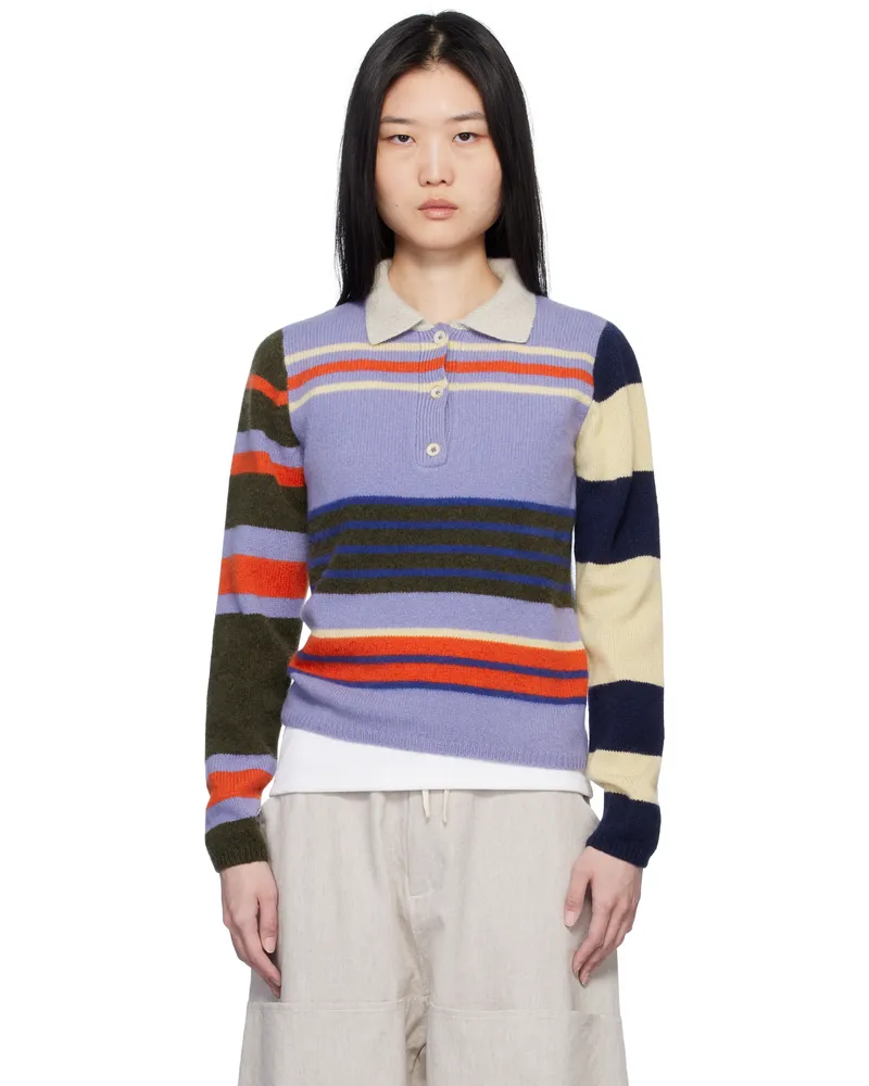 The Elder Statesman Multicolor Chaos Stripe Fitted Polo D348