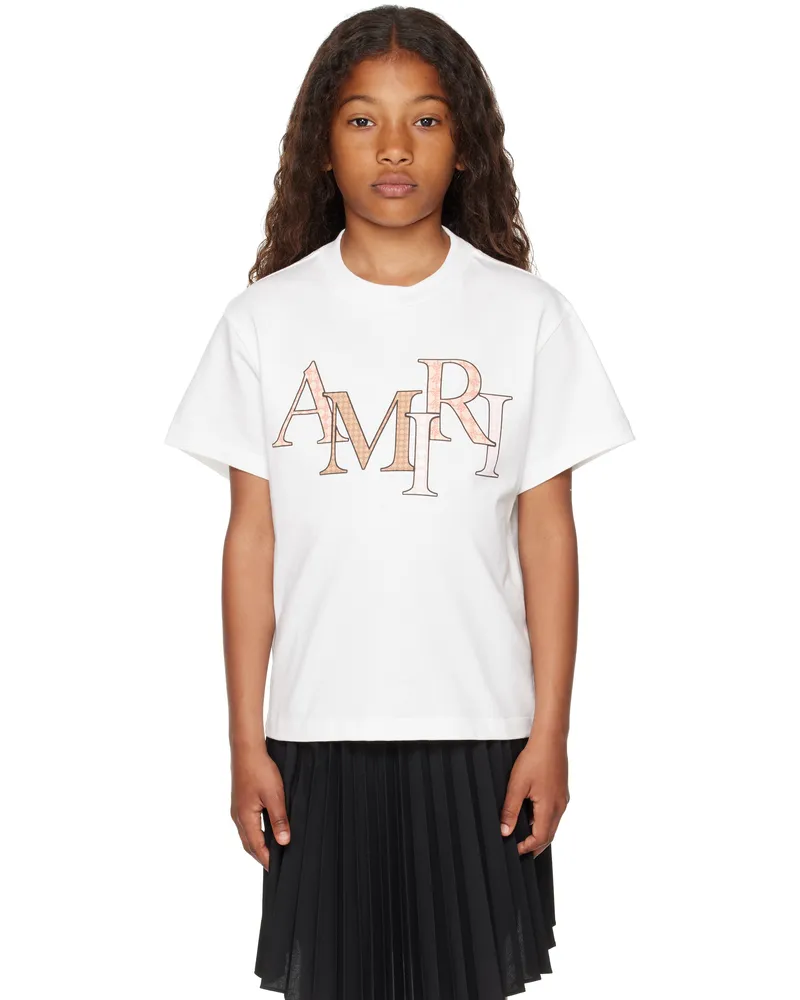 Amiri Kids Off-White Staggered T-shirt Ivory