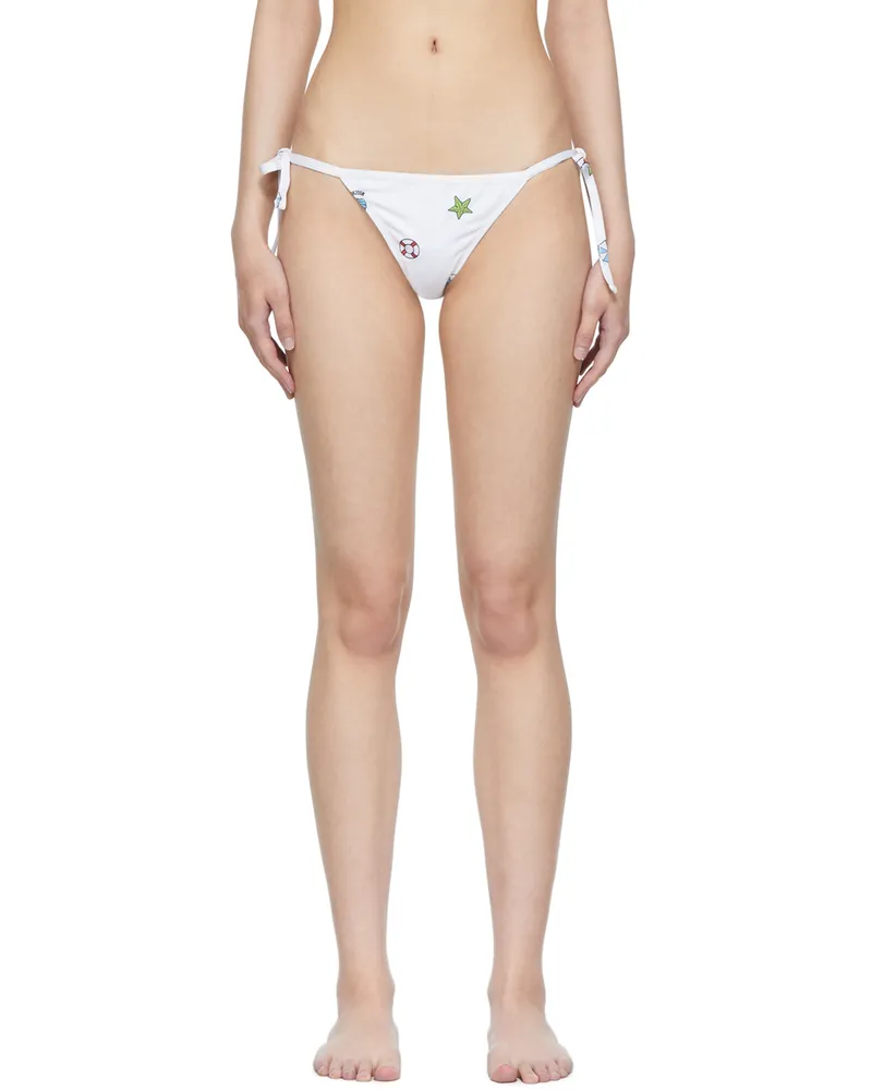 Moschino White Polyester Bikini Bottoms A1001