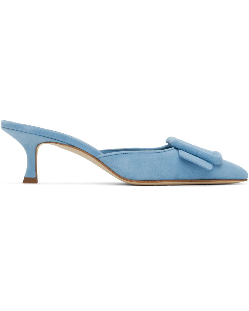 Manolo Blahnik Blue Maysale Mules 4241