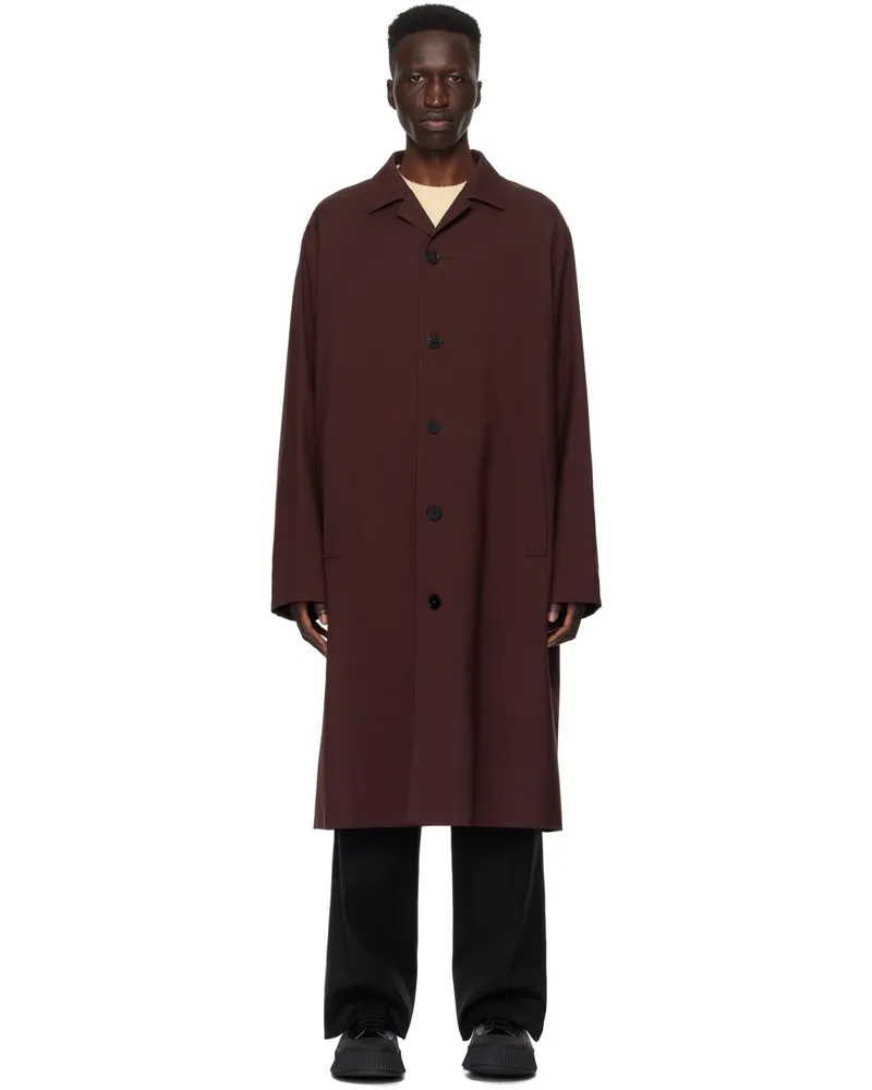 Jil Sander Burgundy Single-Breasted Coat 206