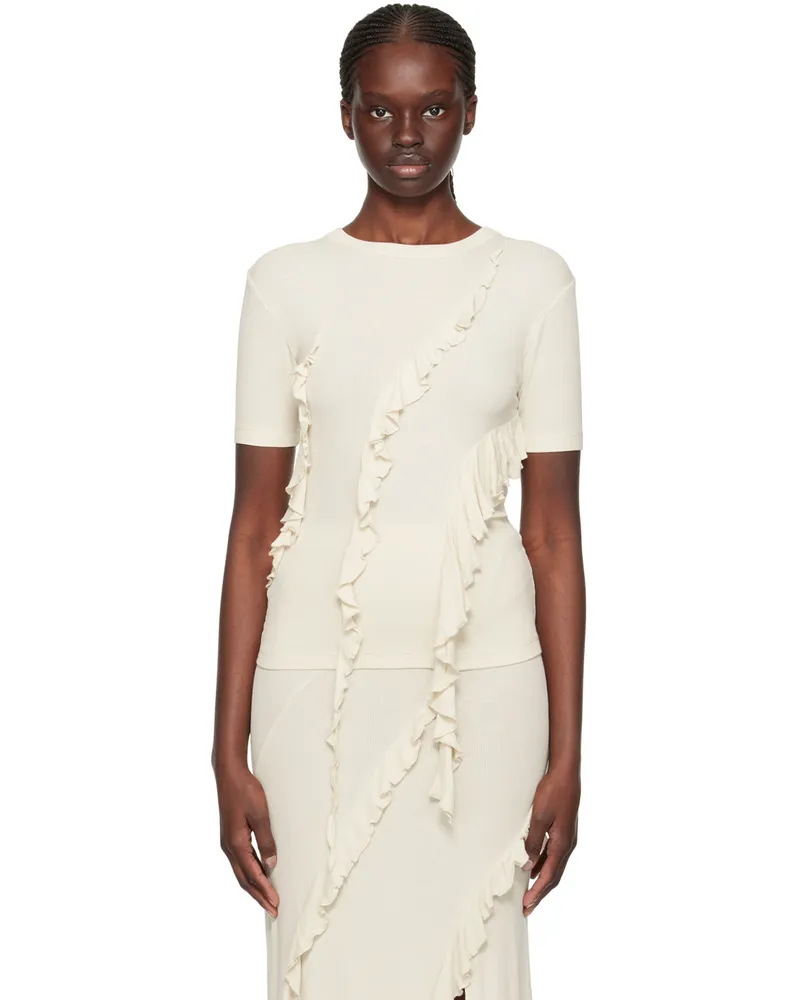 Acne Studios Beige Ruffle T-Shirt Ae9