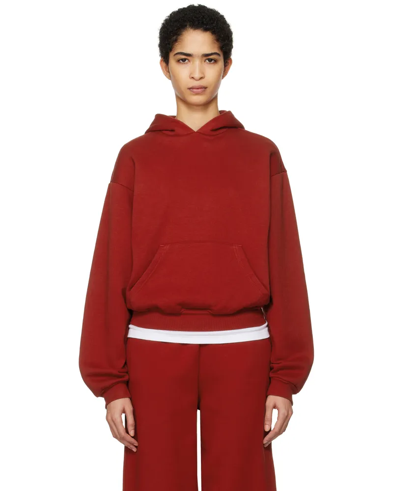 SKIMS Red Cotton Fleece Classic Hoodie Brick