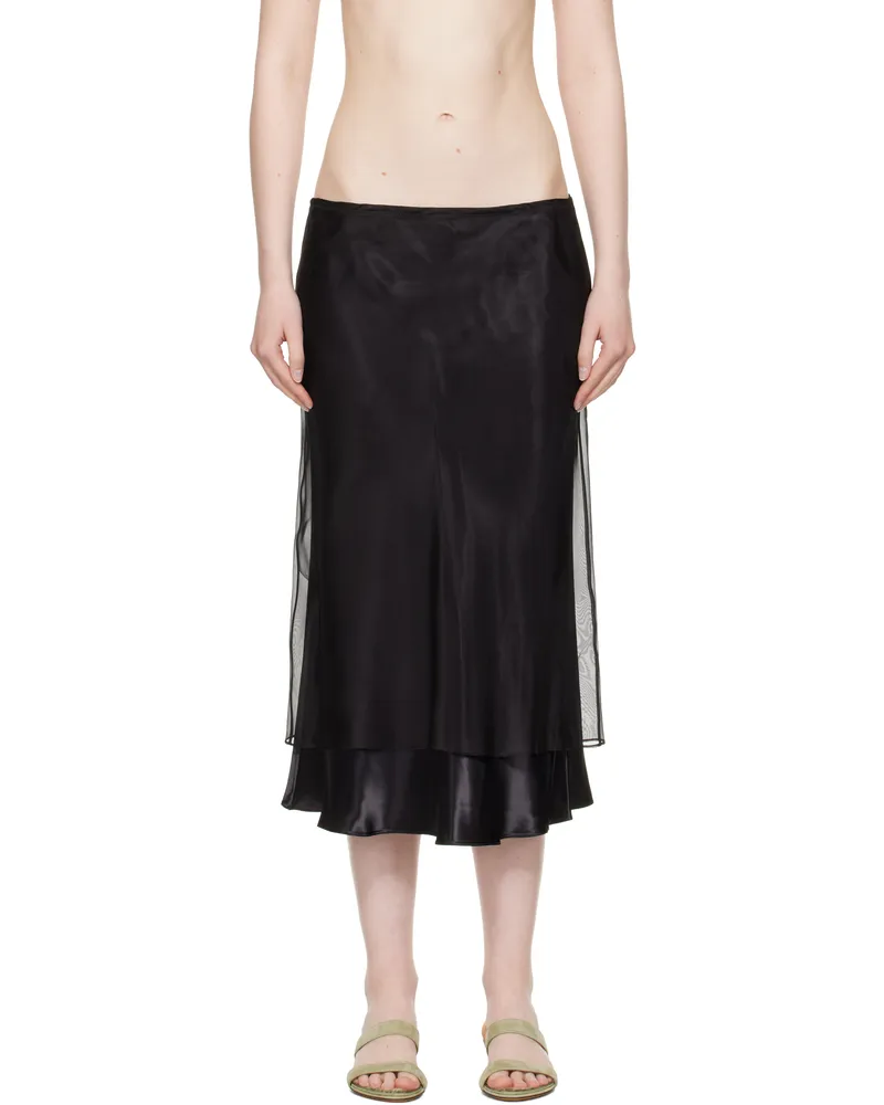 KHAITE Black Monina Midi Skirt 200